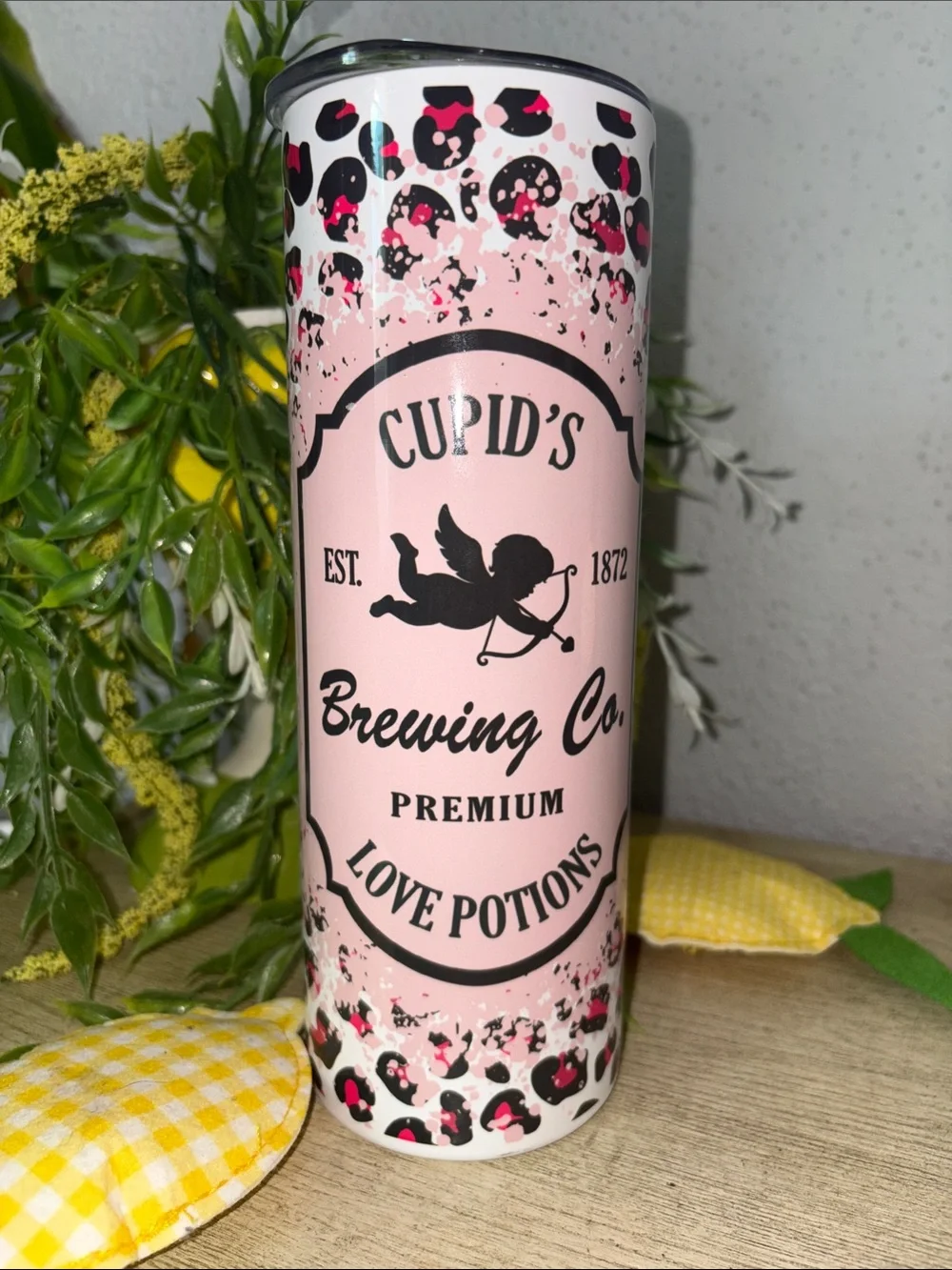 Cupid's Brewing Co. Pink Leopard Tumbler new